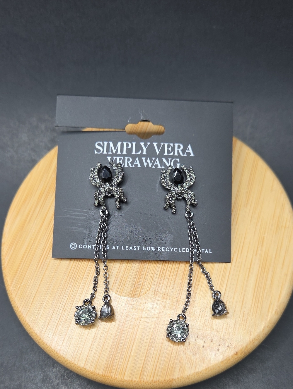 Simply Vera Vera Wang Gunmetal & Black Crystal Spider Dangle Earrings
